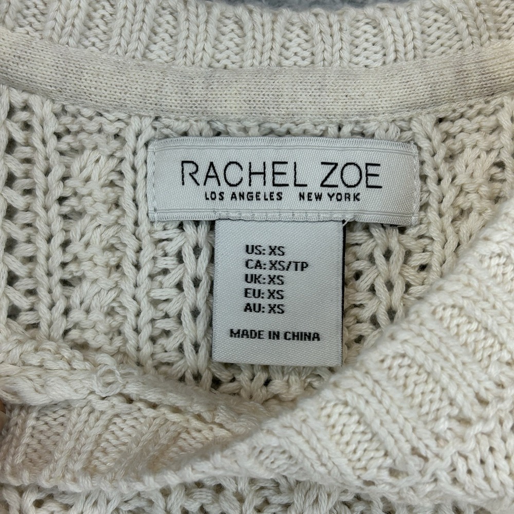 Rachel Zoe Sweater Vest Womens XS Beige Cable Knit Sleeveless Casual Preppy - Picture 4 of 8